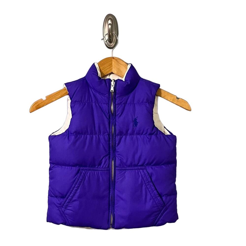 Polo Ralph Lauren Vest Size 6 Reversible Puffer Purple White